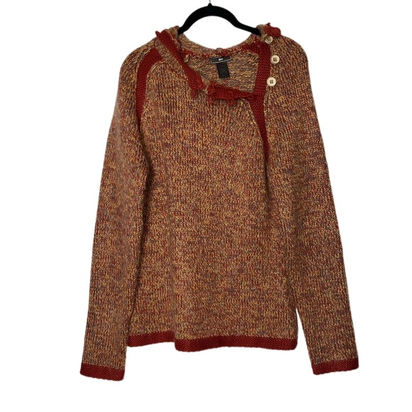 REI Cassal Sweater Hooded Pull over Women's Size Medium Orange Multicolored Yarn - Picture 15 of 15